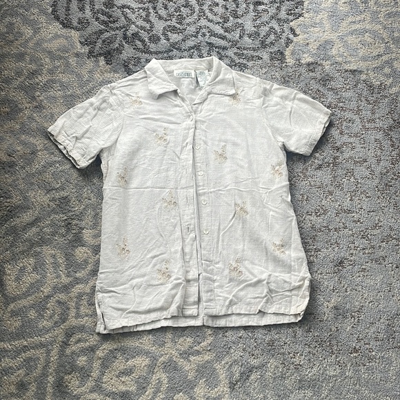 Casey & Max Vintage Linen Button Down Top Cream Medium - Picture 1 of 5